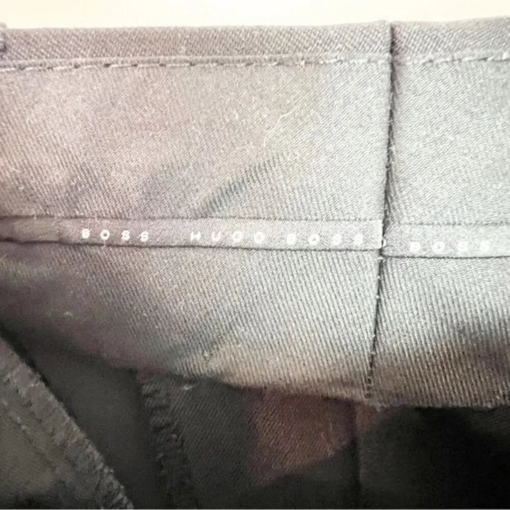 BOSS HUGO BOSS BLACK FLAT FRONT CUFFED DRESS PANTS SZ 46R